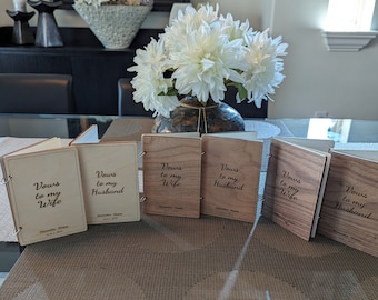 Personalized Wooden Vow Books | Set of 2 | Bride & Groom | Personalized Vow Books