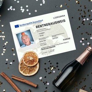 Carta pensione personalizzabile | Carta A7 inizio pensionamento | Regalo per pensionati, carta | Carta di identità del pensionato | Sciopero | personalizzabile