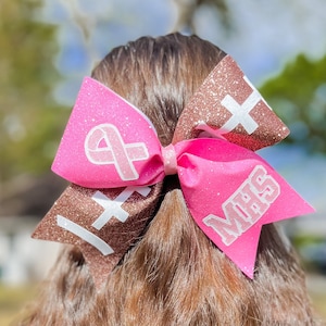 Glitter Cheer Bow, Breast Cancer Awareness Cheer Bow, Football Glitter Cheer Bow, Sideline Cheer Bow