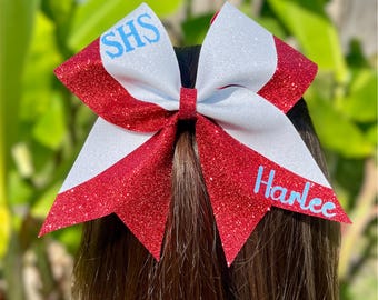 Glitter Cheer Bow | Glitter Competition Cheer Bow | Full Size Glitter Cheer Bow | 3" Grosgrain Personalized Sport or Team Bow