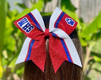 Glitter Cheer Bow | Glitter Competition Cheer Bow | Full Size Glitter Cheer Bow | 3" Grosgrain Personalized Sport or Team Bow