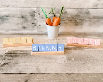 Spring Tiered Tray Scrabble Tiles, Easter Tiered Tray Scrabble Tiles, Bunny Tiered Tray Tiles, Jesus Tiered Tray Tiles, Peeps Tiered Tray