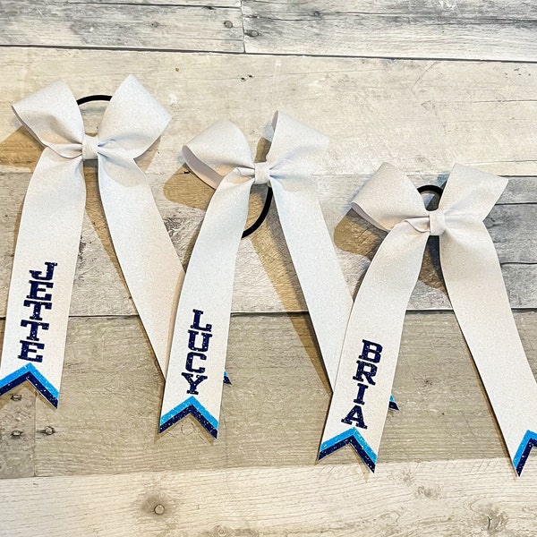 Glitter Collegiate Style Cheer Bow with Chevrons