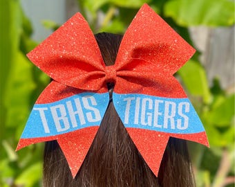 Glitter Cheer Bow | Glitter Competition Cheer Bow | Full Size Glitter Cheer Bow | 3" Grosgrain Personalized Sport or Team Bow