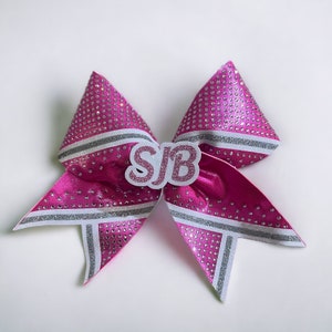 Cheer Bow, Pink Mystique Rhinestone Cheer Bow with embellishment, Bling Cheer Bow