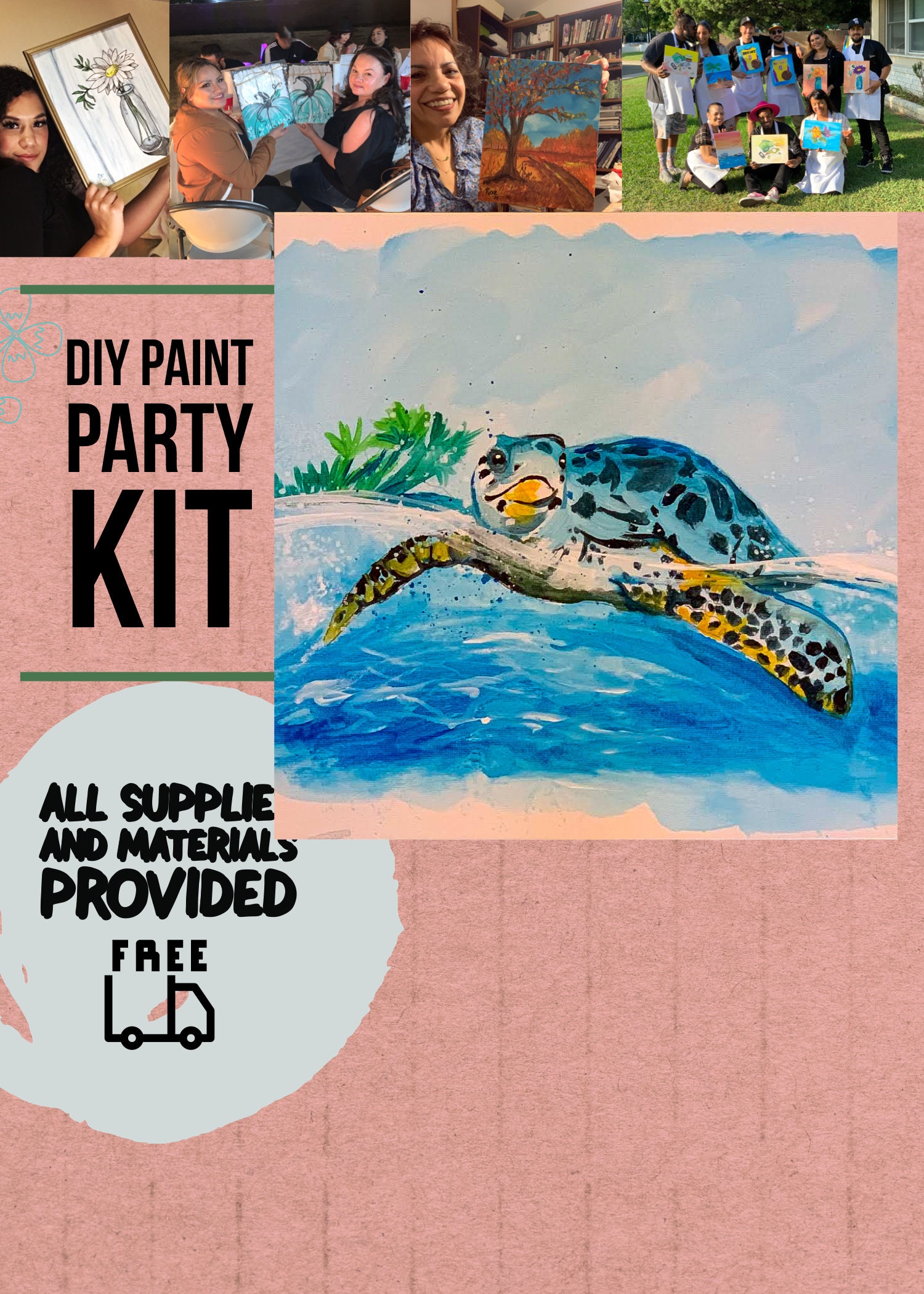 Paint & Sip/ Pre Drawn/ DIY Paint Party/canvas/adult Painting