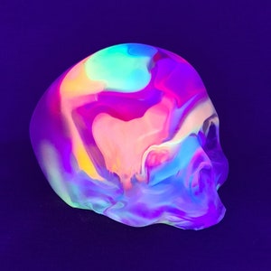 Skull -  Blacklight reactive -  Premium Silicone - Hand made Sculpture