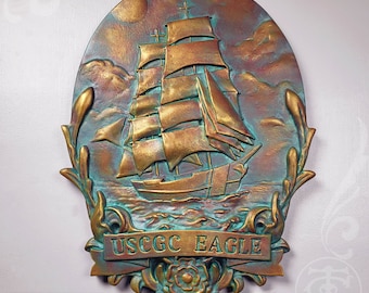 USCG Eagle commemorative plaque  -  Bronze Patina - Hand made and signed