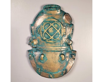 Mark V diving helmet plaque - Bronze patina