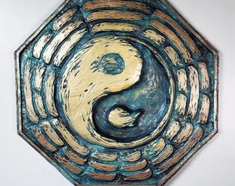 Bagua wall plaque | Handmade in USA | Feng Shui Yin Yang Decor | TaiChi art | Chinese Trigram Art | Taoist Symbol Wall Art