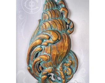 Scrollwork Shell plaque - Bronze Patina - Hand made and signed