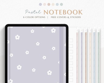 Pastel Digital Notebook for GoodNotes: 6 Colors, 30 Covers (Digital Download)