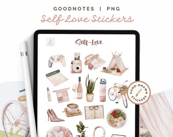Self Love, Goodnotes Stickers, Digital Planner Stickers, Wellness Stickers, Ipad Stickers, Aesthetic Stickers, Digital Journal Stickers, PNG