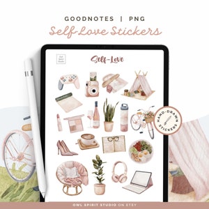 Self Love, Goodnotes Stickers, Digital Planner Stickers, Wellness Stickers, Ipad Stickers, Aesthetic Stickers, Digital Journal Stickers, PNG