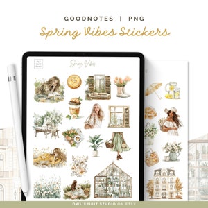 Ästhetische Frühlings-Saison Goodnotes Digitale Aufkleber, Botanische Aufkleber, Garten-Aufkleber, Journal-Aufkleber, Frühlings-Digital-Planer-Aufkleber