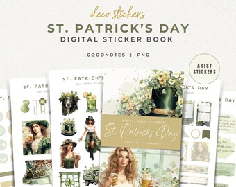 St. Patrick's Day digitale stickers voor digitale planner, Irish Day-stickers, esthetische stickers, maart-stickers, seizoensgebonden Goodnotes-stickers