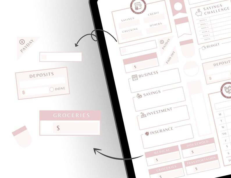 Finance and Budget Digital Stickers for Goodnotes Money Etsy