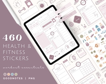 Health & Fitness Goodnotes Stickers: Workout Tracker (Digital Download)