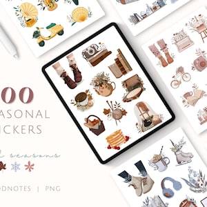 ALL SEASONS Goodnotes Digital Stickers, 4 Seasons Digital Planner Stickers, Winter, Spring, Summer, Fall, Autumn, Seasonal Digital Planning