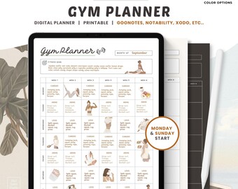 Fitness Planner, Digital Planner Insert, Goodnotes Template,Planner Template,Digital Gym Planner, Exercise Tracker,Fitness Tracker Printable