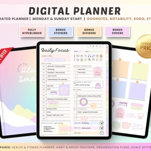 Planner giornaliero digitale arcobaleno, Planner Goodnotes, Planner non datato, Planner settimanale, Adesivi Goodnotes, Modello di planner, Planner mensile