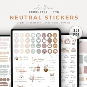 NEUTRAL Digital Stickers for Ipad and Tablet, Goodnotes Digital Planner Stickers, Daily Essential Goodnotes Stickers, Aesthetic Stickers