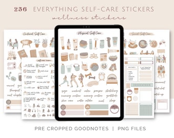 Self-Care Digital Stickers for Goodnotes Wellness Stickers in Neutral Color Digital Planner Stickers self care mental health Goodnotes