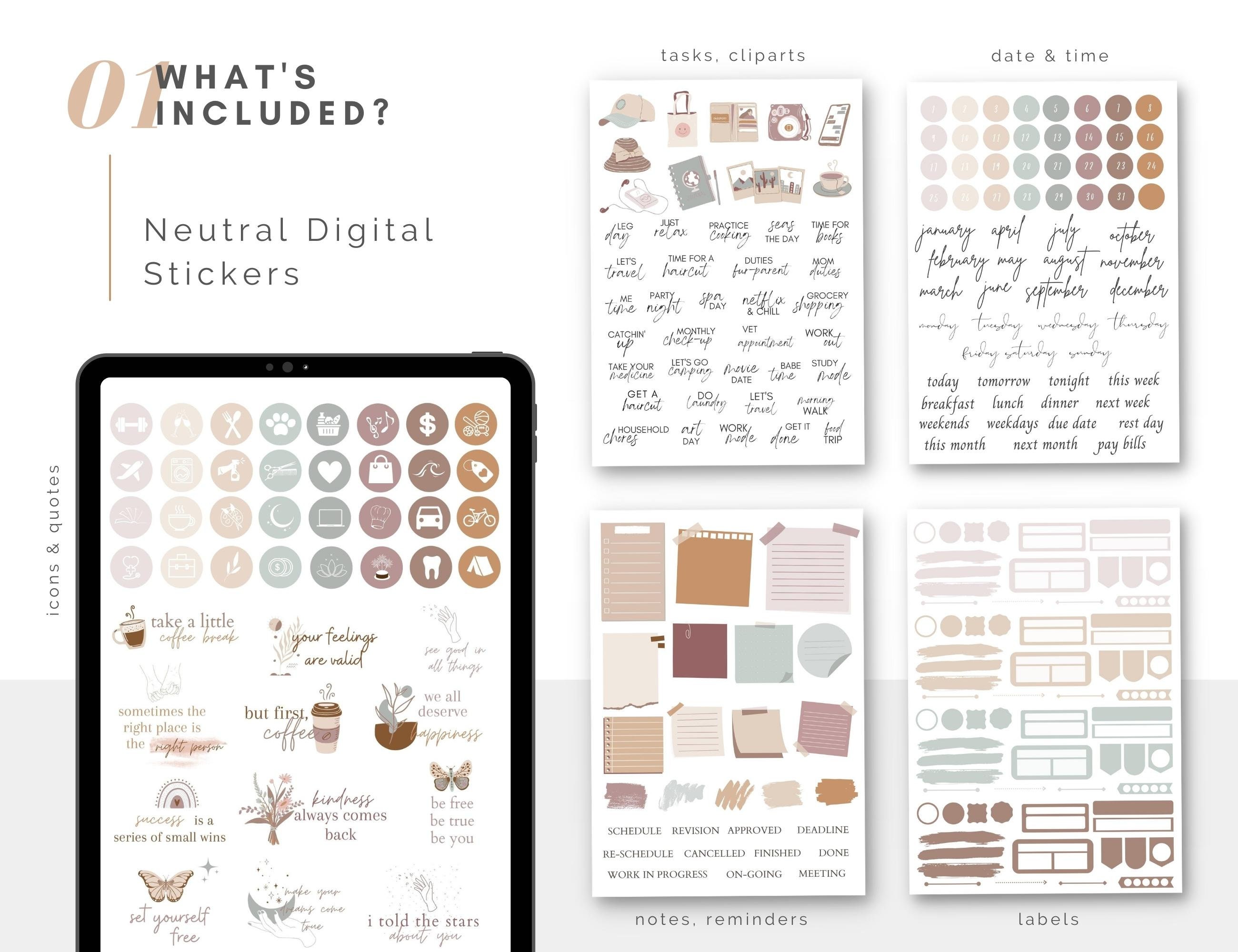 Ultimate Neutral Digital Sticker Bundle: Everything Essential Goodnotes ...