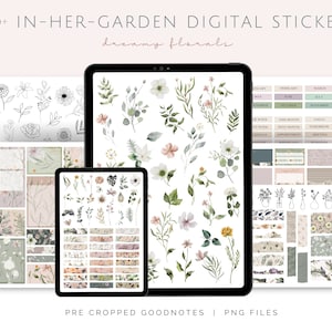 Dreamy Florals Goodnotes Digital Stickers, Botanical Stickers, Garden Stickers, Goodnotes Floral Stickers, Digital Flower Planner Stickers