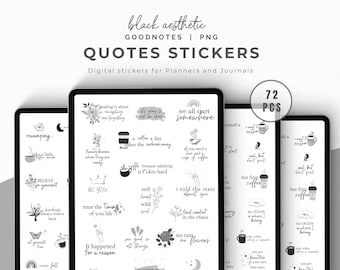Minimalist Uplifting Quotes Digital Stickers for Ipad and Tablet, Cute Black & White Motivational Quotes, Inspirational Goodnotes Stickers