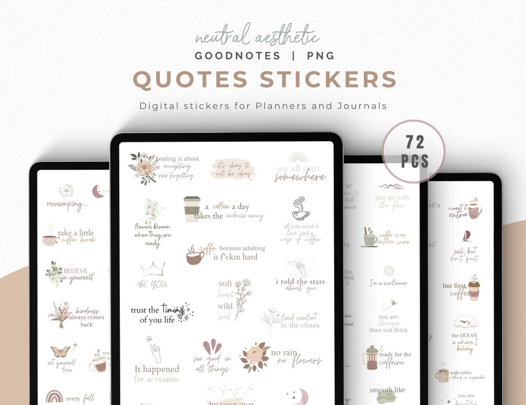 Neutral Uplifting Digital Stickers for iPad and Tablet, Motivational ...