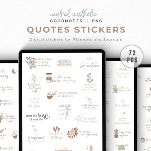 Neutral Uplifting Digital Stickers for iPad and Tablet, Motivational Quotes Stickers, Inspirational Quotes Stickers,Aesthetic Sticker Quotes