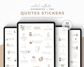 Neutral Uplifting Digital Stickers for iPad and Tablet, Motivational Quotes Stickers, Inspirational Quotes Stickers,Aesthetic Sticker Quotes