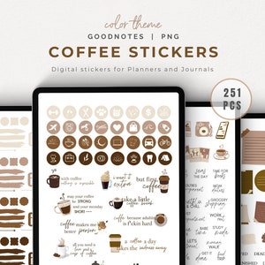 Coffee Goodnotes Digital Stickers for Ipad & Tablet | Digital Planner Stickers, Goodnotes Coffee Stickers, Goodnotes Journal Sticker Book