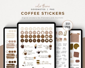 Coffee Goodnotes Digital Stickers for Ipad & Tablet | Digital Planner Stickers, Goodnotes Coffee Stickers, Goodnotes Journal Sticker Book