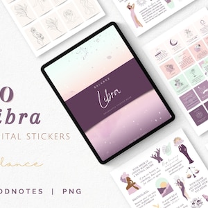 LIBRA Uplifting Quotes Goodnotes Zodiac Digital Stickers, Inspirujące Motywujące Cytaty Naklejki, Naklejki Horoskop Znaku Zodiaku Wagi