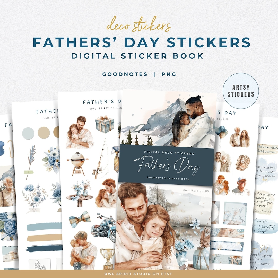 Aesthetic Fathers Day Digital Planner Stickers, Watercolor Dad Digital ...