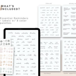 May include: A digital planner with a variety of stickers for organizing and planning. The stickers include days of the week, months of the year, holidays, tasks, appointments, and more. The stickers are in a variety of colors and styles.