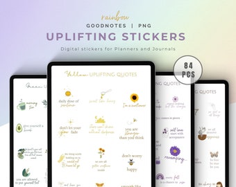 Uplifting Quotes Goodnotes Digital Stickers in Rainbow Colors, Motivational Quotes, Inspirational Goodnotes Stickers, Cute Pastel Stickers