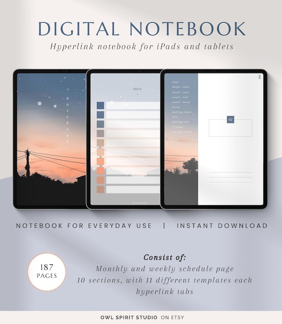Digital Hyperlink Notebook for Ipad & Tablets, Digital Notebook for Everyday Use, Flexible Digital Organizer for Work, Lifestyle, and School