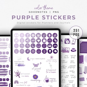 PURPLE Goodnotes Digital Stickers, Digital Planner Stickers, Pre-cropped Sticker, Violet Digital Planner Stickers, Purple Quotes Stickers
