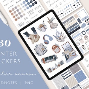 WINTER Themed Goodnotes Digital Stickers, Digital Planner Stickers, Winter Season Stickers, Holidays, Clipart, Hand-drawn, Winter, Snow
