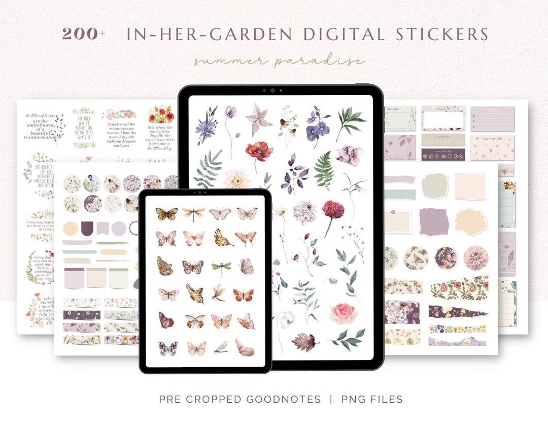 Summer Botanical Stickers Floral Planner Stickers Butterflies Goodnotes ...