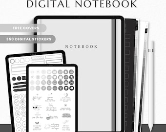 Dark & Light Digital Notebook, Goodnotes Notebook, Minimalist Digital Notebook, Notebook Template, Ipad Notebook, Goodnotes Digital Stickers