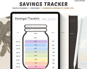 Ersparnisse-Tracker, digitale Planereinlage, Goodnotes-Vorlage, Planervorlage, digitale Ersparnis-Trackervorlage, druckbare Bucheinlagen