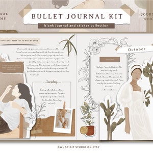 Bullet Journal Kit, Digital Daily Planner, Goodnotes Journal, Undated Journal, Scrapbook Journal, Aesthetic Planner, Scrapbook Stickers
