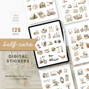 Self Care Digital Planner Stickers, Aesthetic Stickers, Mental Health Stickers, Goodnotes Aesthetic Stickers Wellness Stickers Self Love