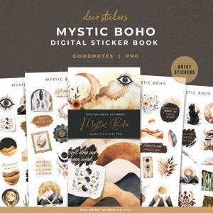 Boho digitale Aufkleber für Goodnotes, ästhetische Aufkleber, niedliche digitale Aufkleber, mystische Boho Goodnotes digitale Aufkleber, Planer Aufkleber, PNG