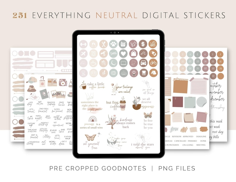 NEUTRAL Digital Stickers for iPad and Tablet, Goodnotes Digital Planner Stickers, Daily Essential Goodnotes Stickers, Aesthetic Stickers image 10