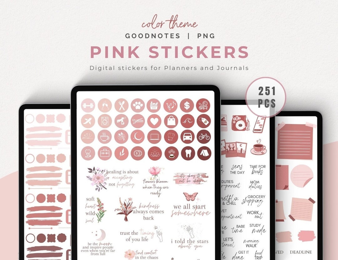 Pink Goodnotes Digital Stickers, Digital Planner Stickers, Pink ...
